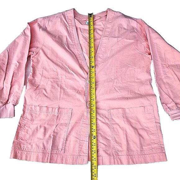 S.C.R.U.B.S Solid Peach Pink Cotton Long Sleeved Warm-up Jacket Ladies Sz Sm -EC - Picture 5 of 7